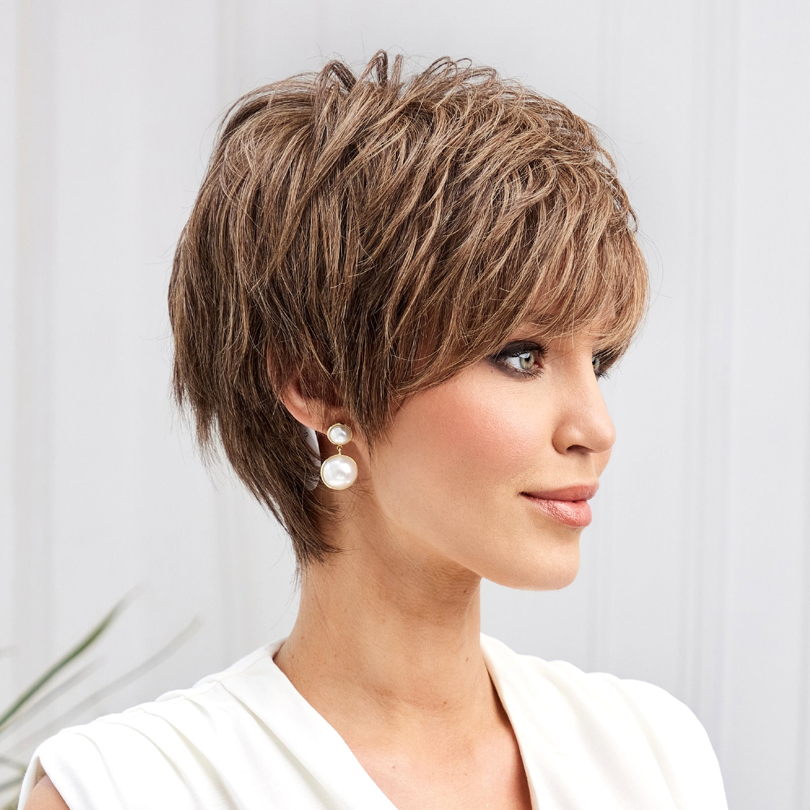 KOME WIG Short Pixie Cut 100% Human Hair Wigs Brown Wig Lace Wigs for White Women