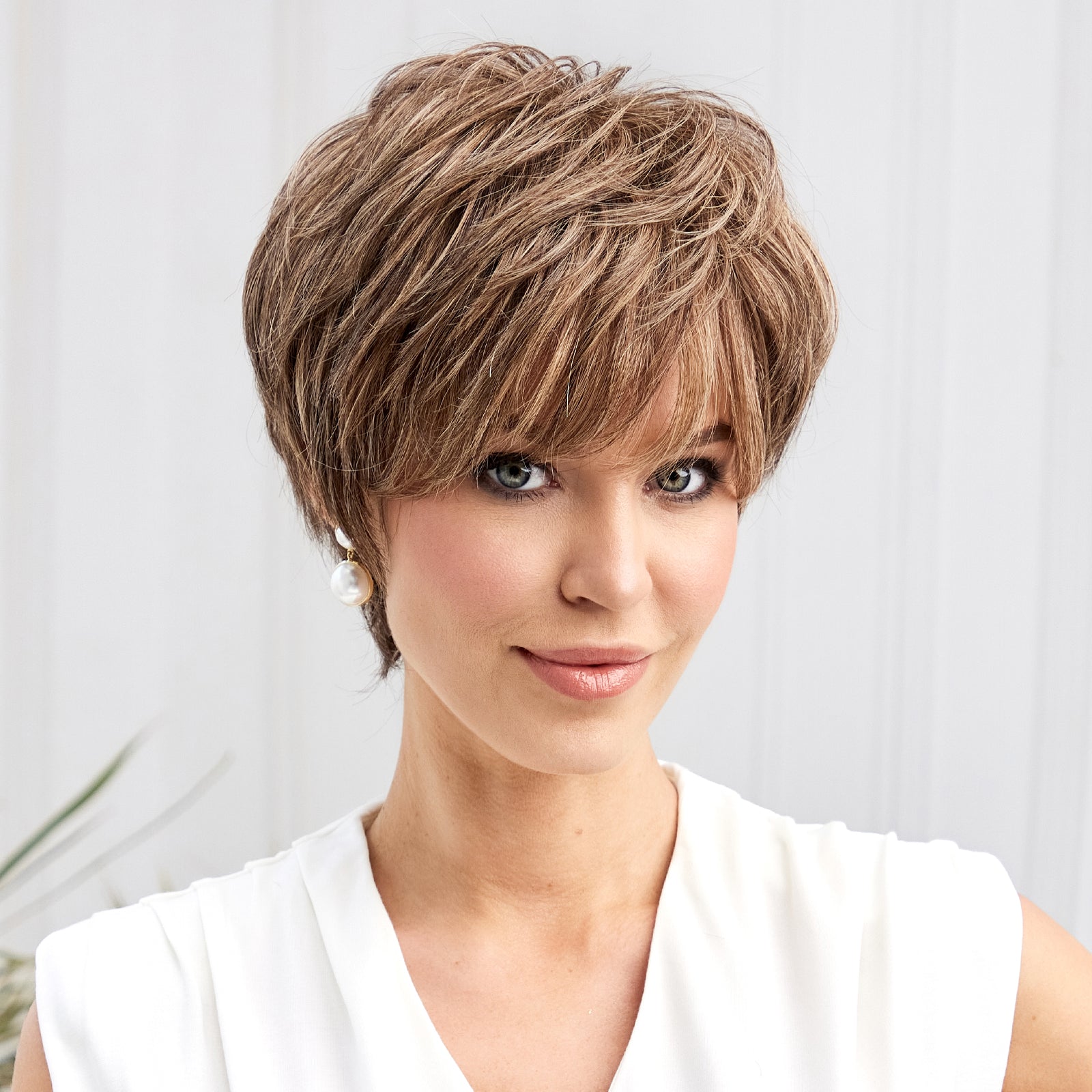 KOME WIG Short Pixie Cut 100% Human Hair Wigs Brown Wig Lace Wigs for White Women