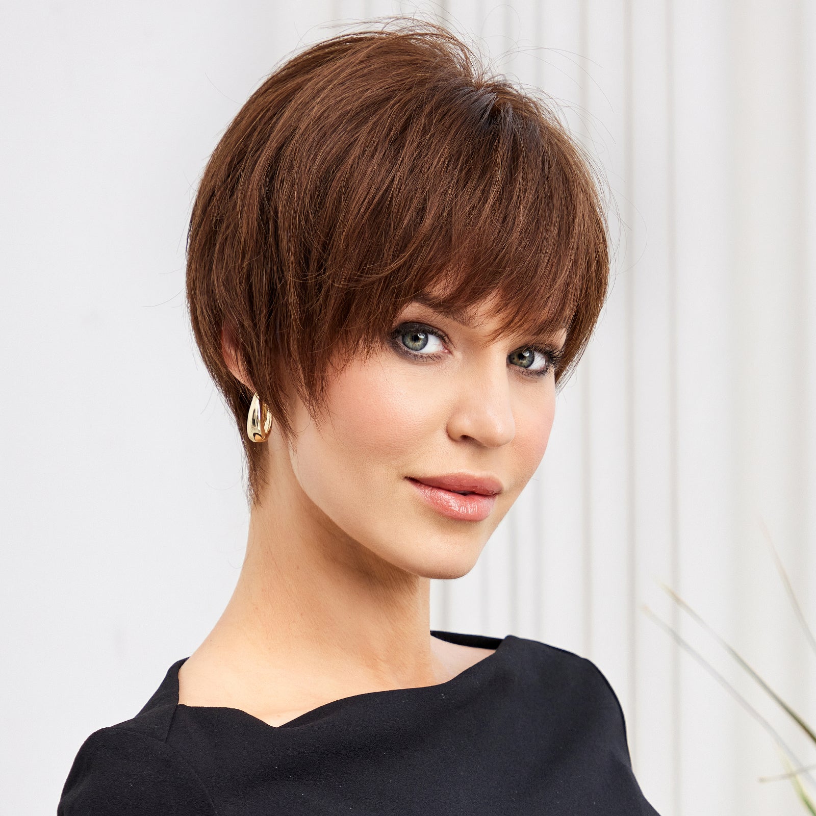 KOME WIG Short Pixie Cut 100% Human Hair Wigs Natural Brown Wig Lace Wigs for White Women