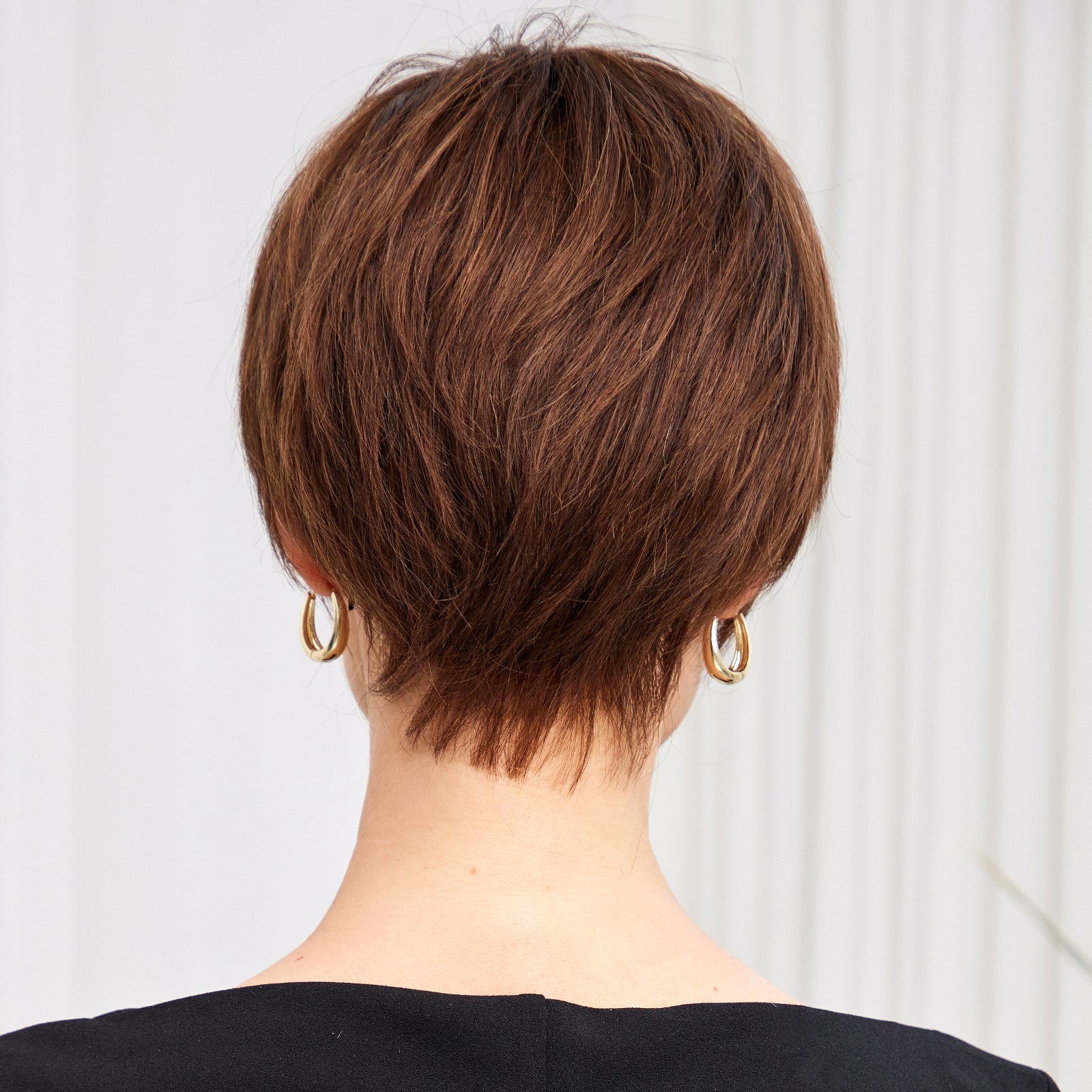 KOME WIG Short Pixie Cut 100% Human Hair Wigs Natural Brown Wig Lace Wigs for White Women