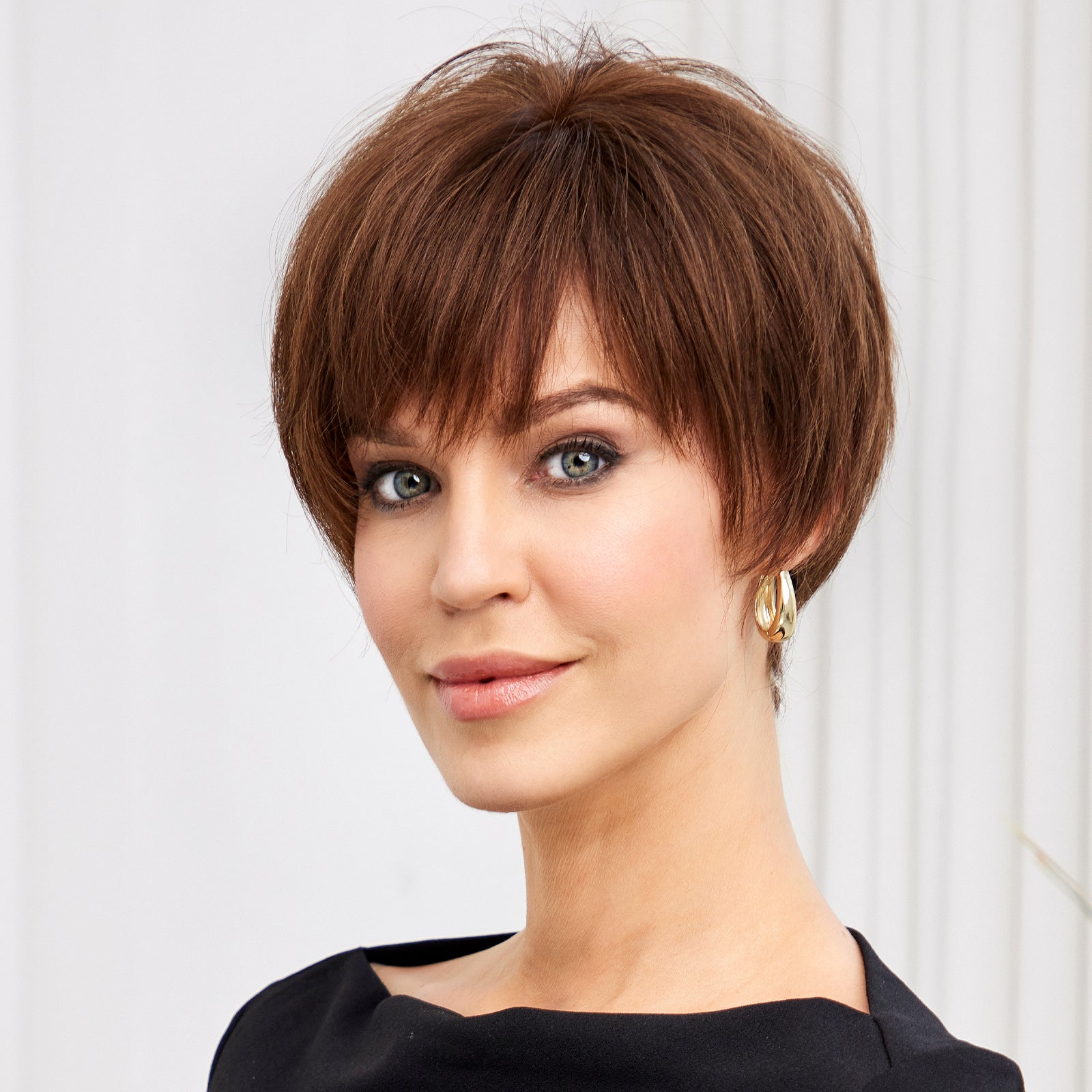 KOME WIG Short Pixie Cut 100% Human Hair Wigs Natural Brown Wig Lace Wigs for White Women