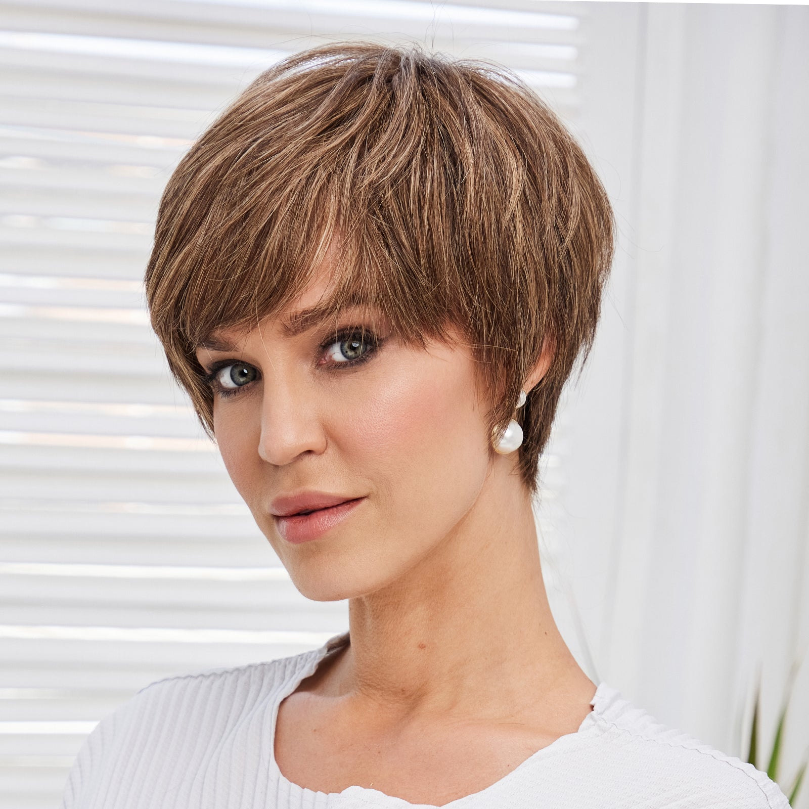 KOME WIG Short Pixie Cut 100% Human Hair Wigs Brown Wig Lace Wigs for White Women