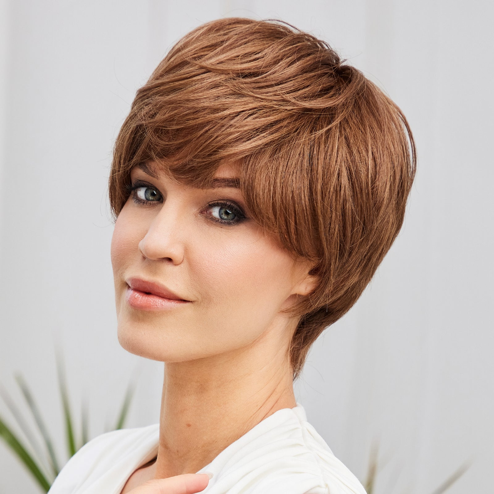 KOME WIG Short Pixie Cut 100% Human Hair Wigs Natural Brown Wig Lace Wigs for White Women