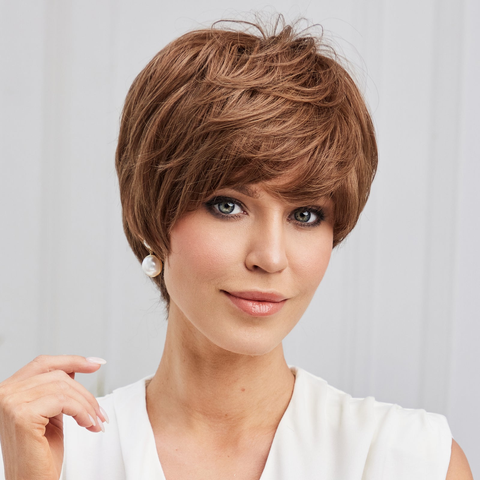 KOME WIG Short Pixie Cut 100% Human Hair Wigs Natural Brown Wig Lace Wigs for White Women