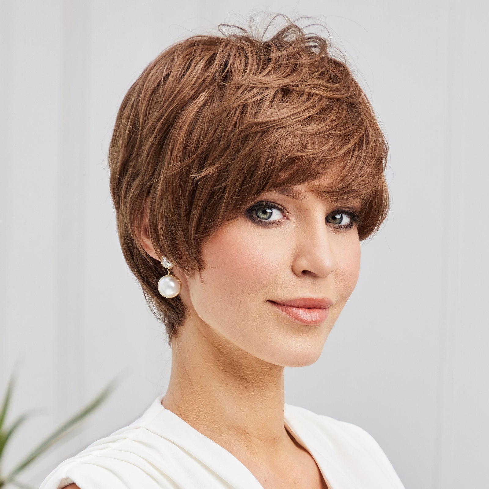 KOME WIG Short Pixie Cut 100% Human Hair Wigs Natural Brown Wig Lace Wigs for White Women