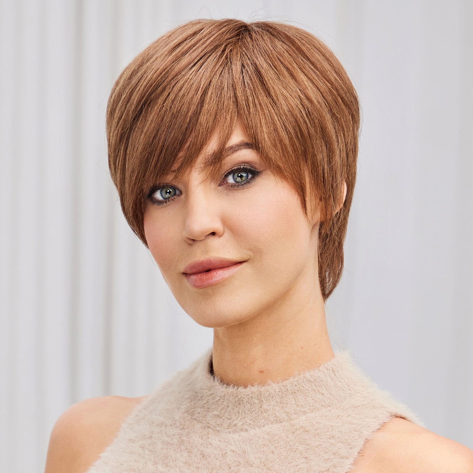 KOME WIG Short Pixie Cut Wigs 100% Human Hair Honey Brown Lace Front Wig for White Women