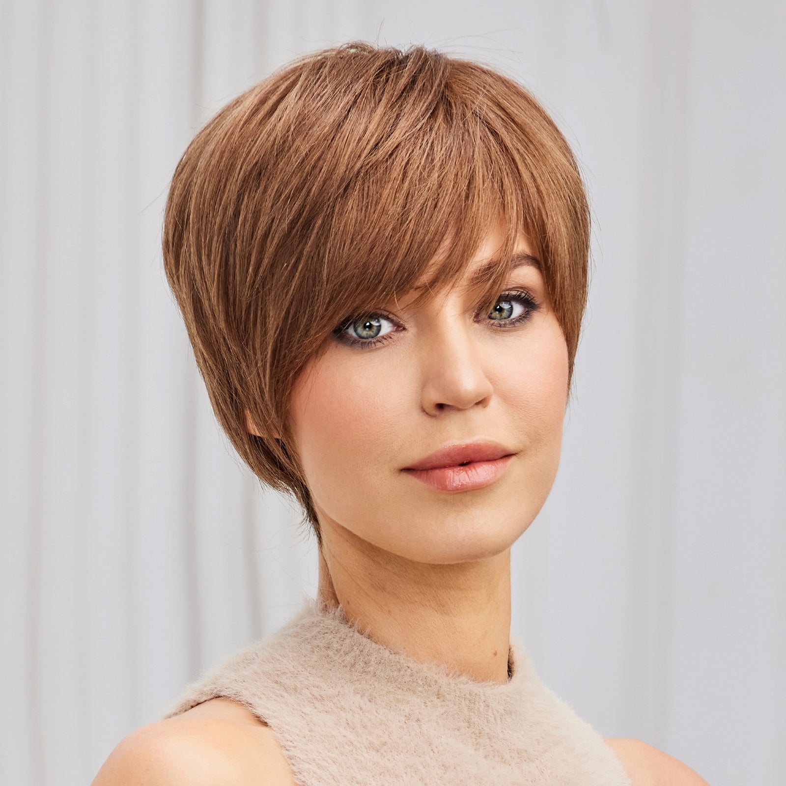 KOME WIG Short Pixie Cut Wigs 100% Human Hair Honey Brown Lace Front Wig for White Women