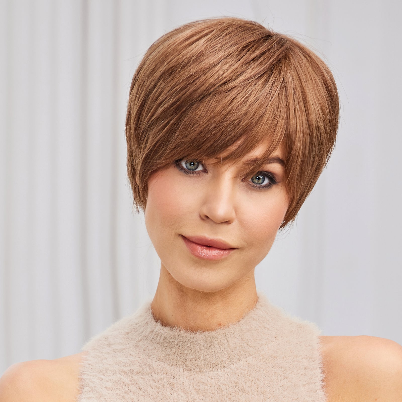 KOME WIG Short Pixie Cut Wigs 100% Human Hair Honey Brown Lace Front Wig for White Women