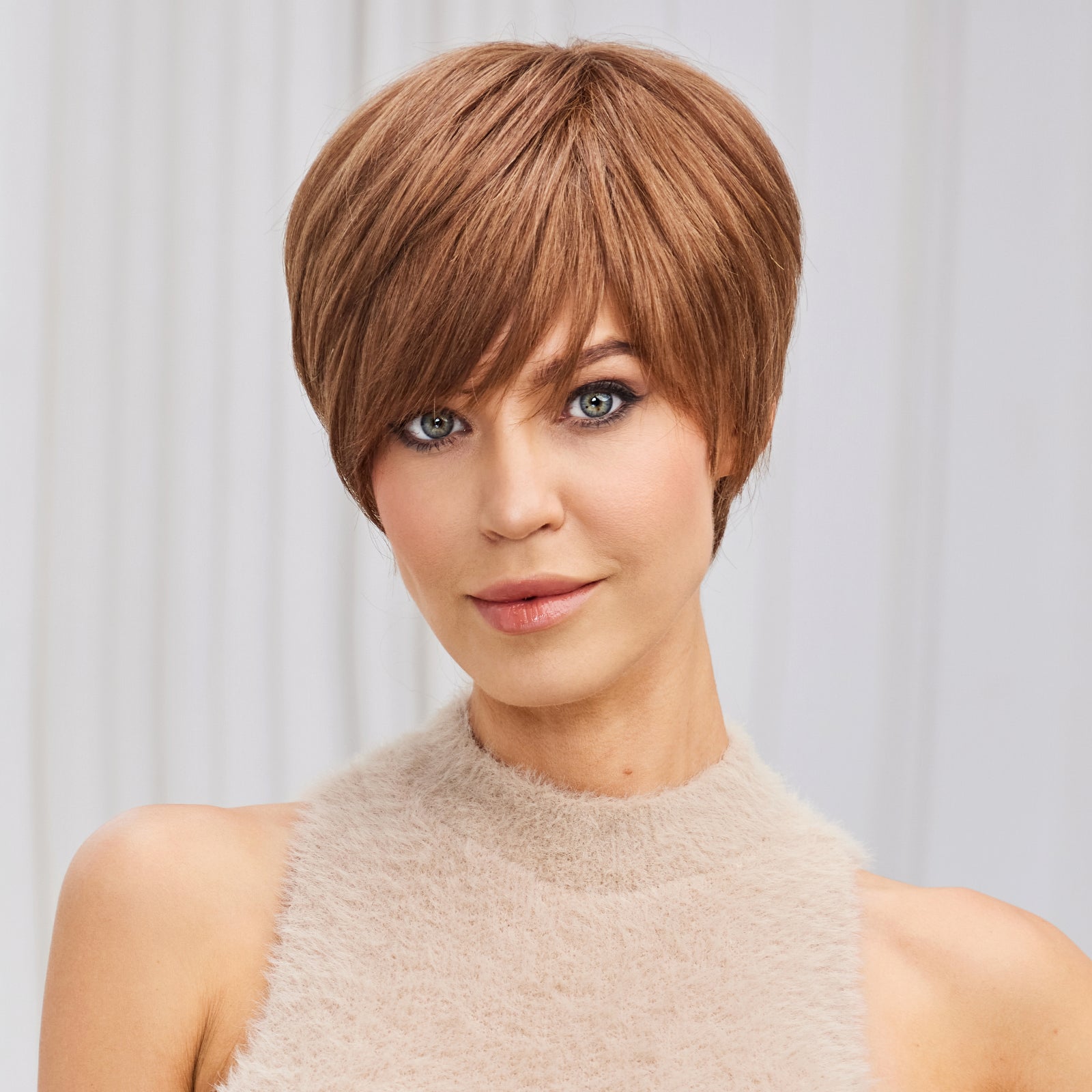 KOME WIG Short Pixie Cut Wigs 100% Human Hair Honey Brown Lace Front Wig for White Women