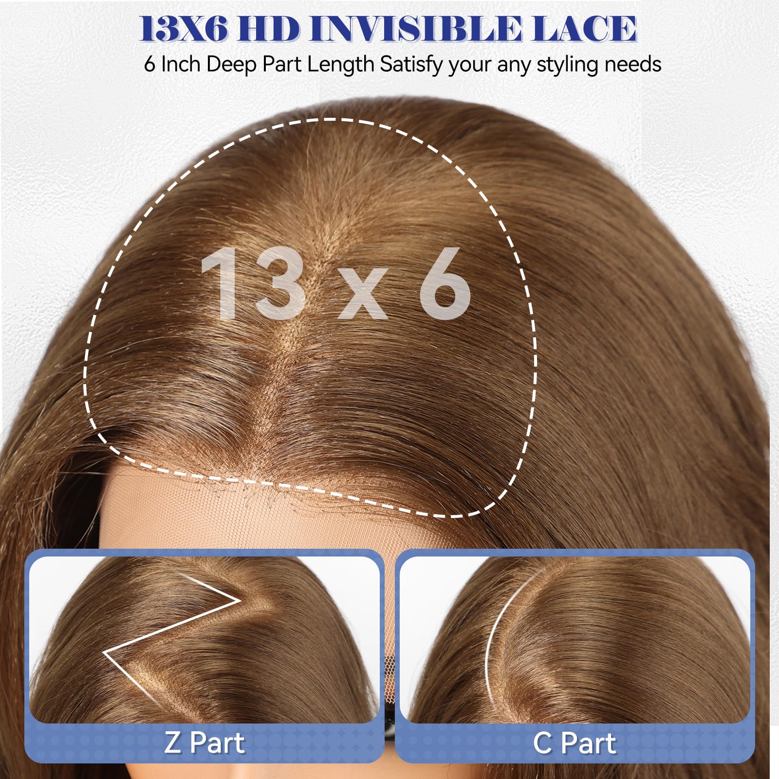 KOME Brown Synthetic Lace Front Wig,13×6 Curly Ginger Glueless Wigs for Women Daily Use 22IN（#912）