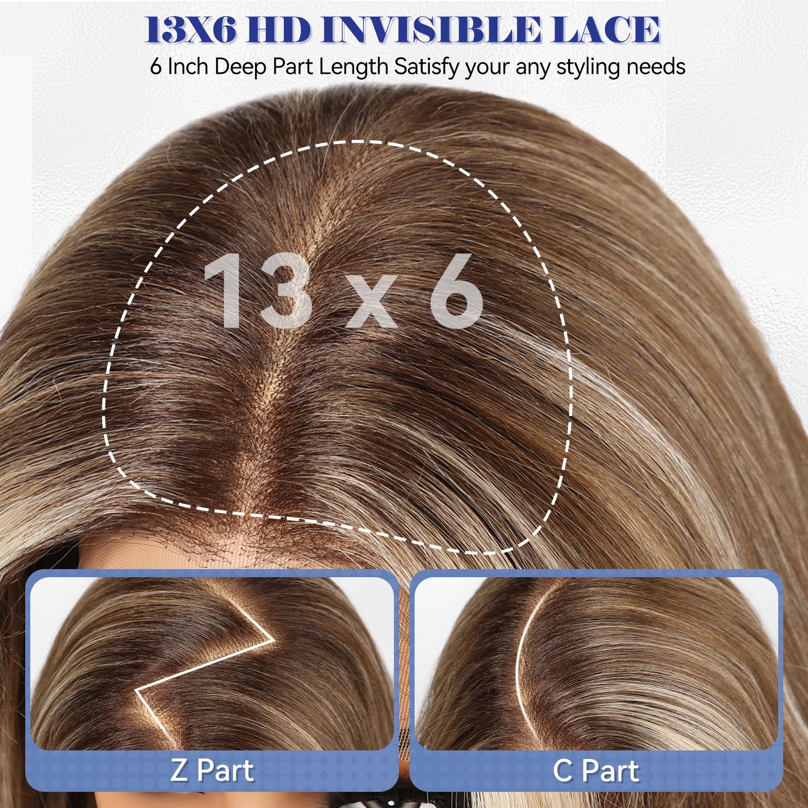 KOME Brown Highlight Synthetic Lace Front Wig,13×6 Curly Ginger Glueless Wigs for Women Daily Use 22IN（#TT6/116）