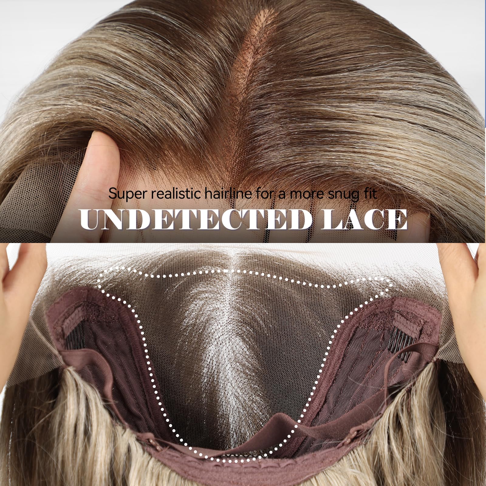 KOME Ombre Blonde Synthetic Lace Front Wig,13×6 Curly Ginger Glueless Wigs for Women Daily Use 22IN（#TT9/603T）