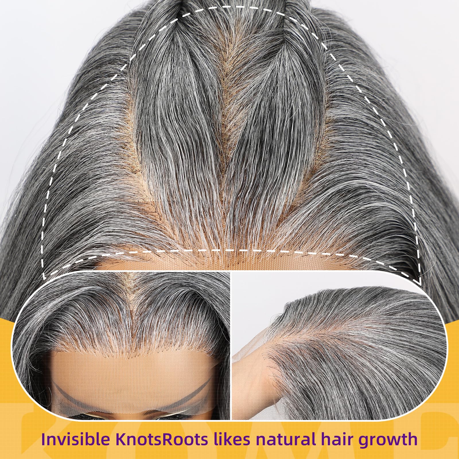 Grey White Synthetic Lace Front Wig,13×6 Glueless Shoulder Length Curly Bob Wigs for Women Daily Use 16IN
