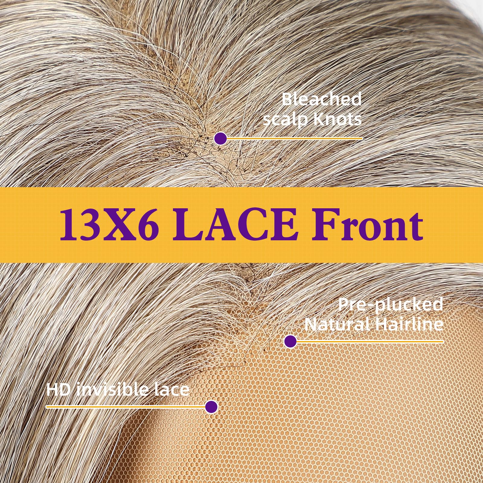KOME Grey Synthetic Lace Front Wig,13X6 Long Straight Layered Glueless Wigs for Women Daily Use 22IN