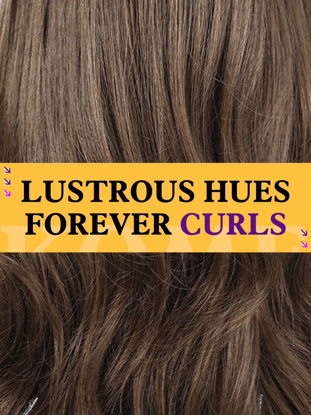 Natural Brown Wigs with Bangs, Brown Long Wavy Synthetic Hair Wig for Women, 24IN