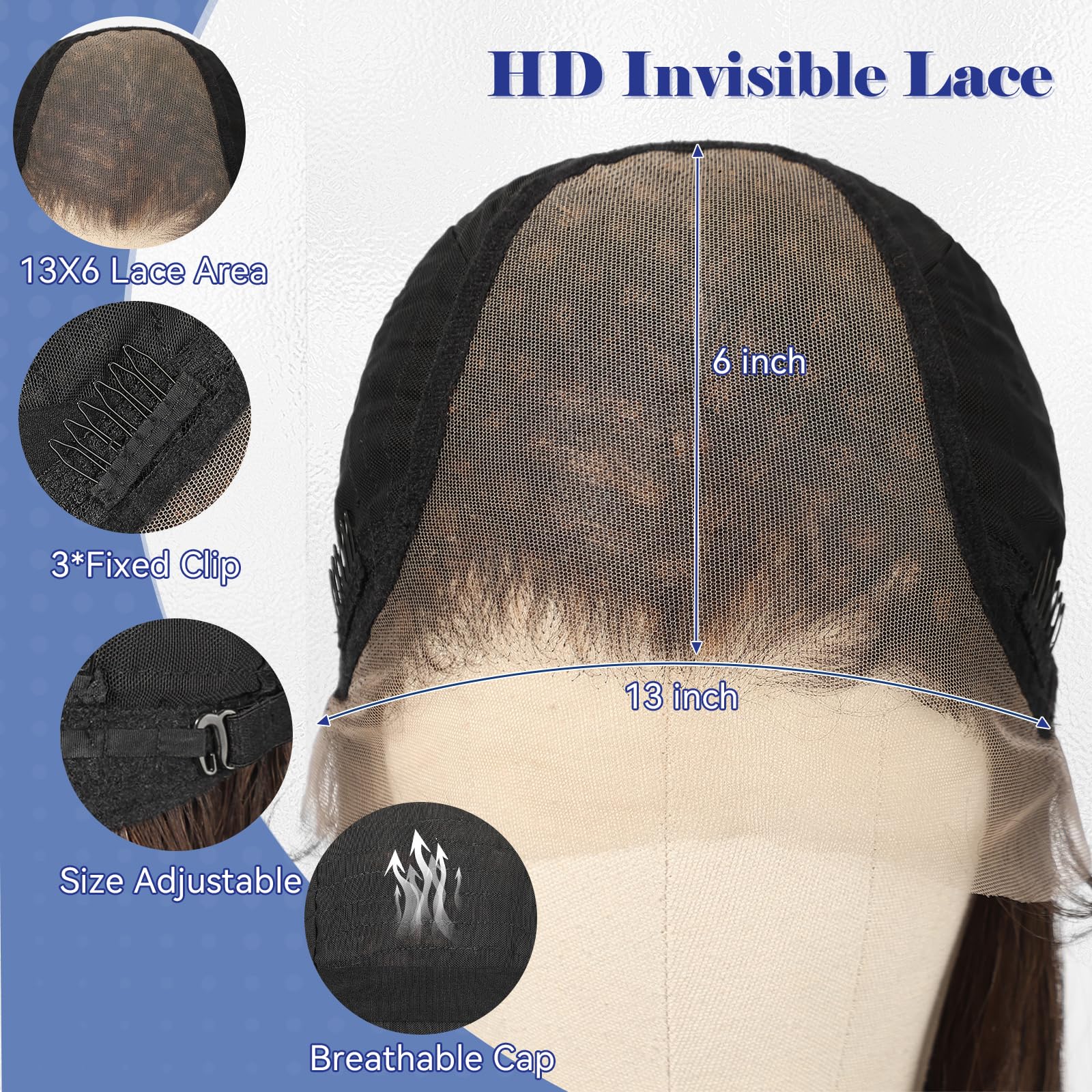 KOME Brown Synthetic Lace Front Wig,13×6 Curly Ginger Glueless Wigs for Women Daily Use 22IN（#912）